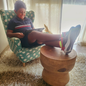 Teak Drum Footstool